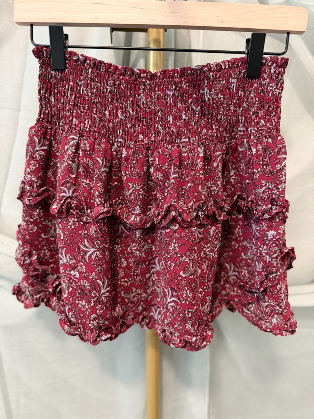 Forever 21 Red Smocked Mini Skirt
